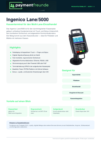 Datenblatt Ingenico Lane/5000